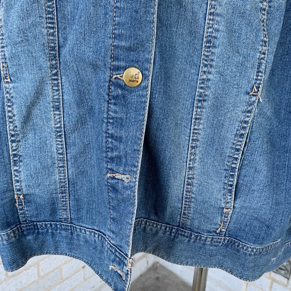 D. JEANS DENIM JACKET SIZE 3X 79% COTTON POLYESTER SPANDEX - Picture 3 of 10